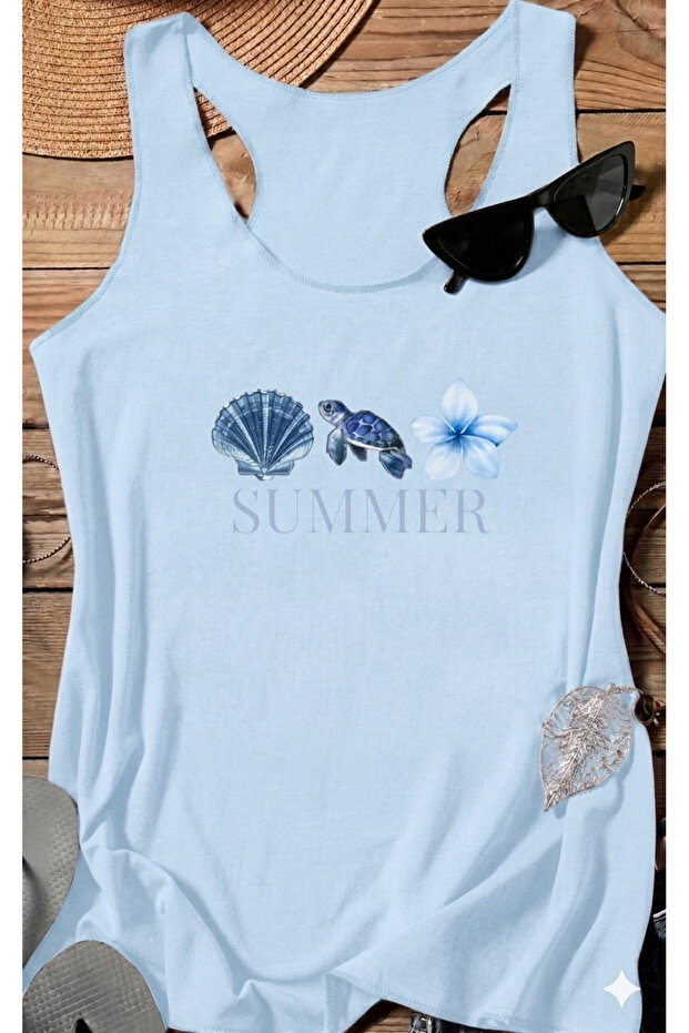 Swimmer Summer Oyster Printed Relax Women's T-Shirt