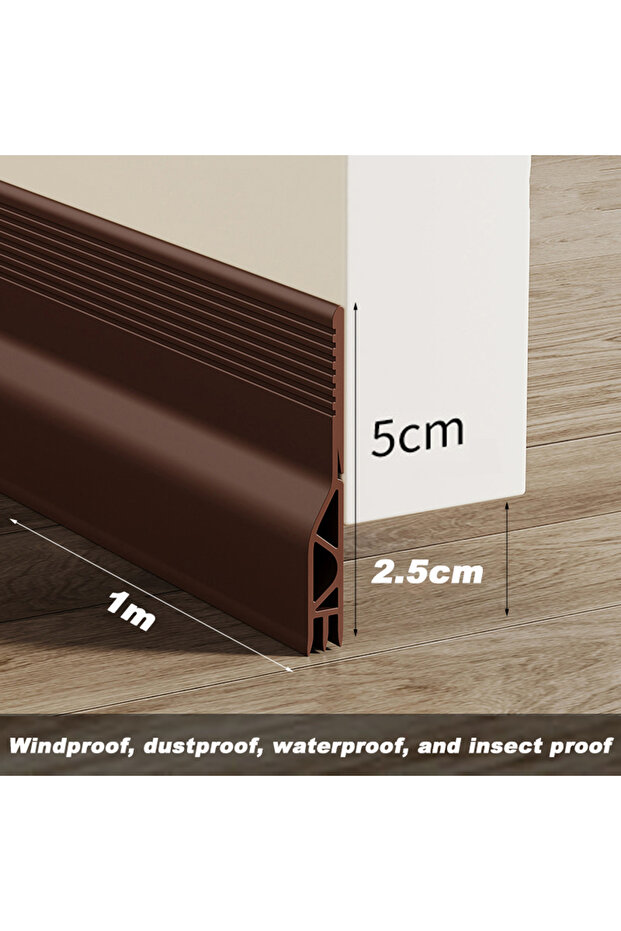 1M Brown Door Bottom Sealing Strip Weatherstripping Windproof Dust Insect Prevention Self-Adhesive S