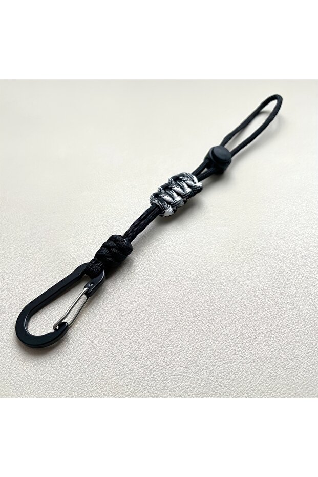 black All-in-1 Aluminum Water Bottle Clip & Keychain. Portable Drink Lanyard, Backpack Hook, Travel