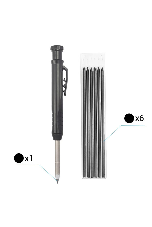 Kit01 Solid Carpenter Pencil with Refill Lead and Built-in Sharpener for Deep Hole Mechanical Pencil