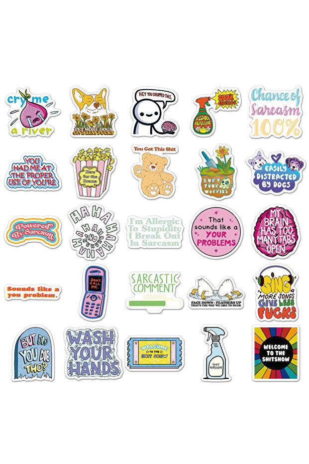 50PCS 50 Pcs Snarky Sarcastic English Phrase Stickers - INS Aesthetic Waterproof Decals for Notebook