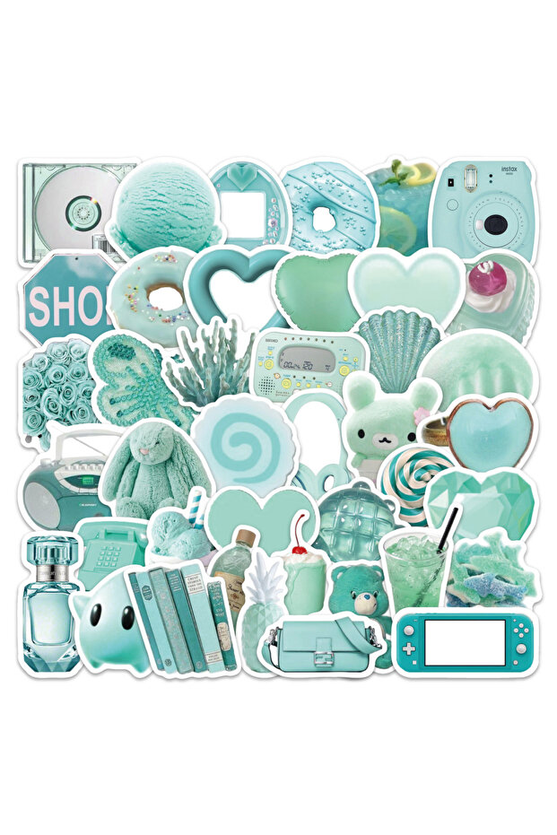 54PCS 54PCS Mint Green Stickers Graffiti Stickers DIY Diary Phone Case Handmade Scrapbook Aesthetic