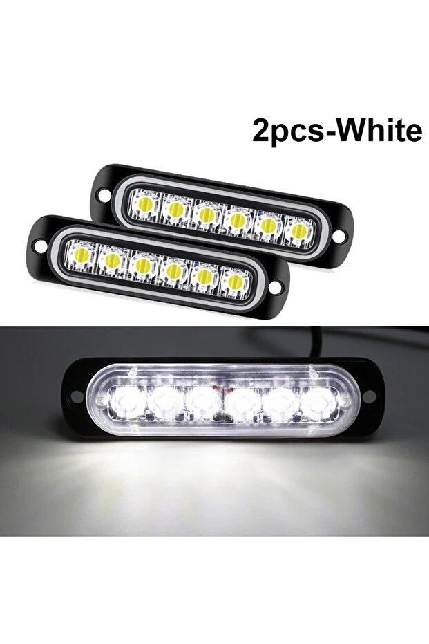 2pcs white 6Leds 2Pcs 12/24 Car Side Marker Light Emergency Warning Light for Truck Vehicle Boat Toy