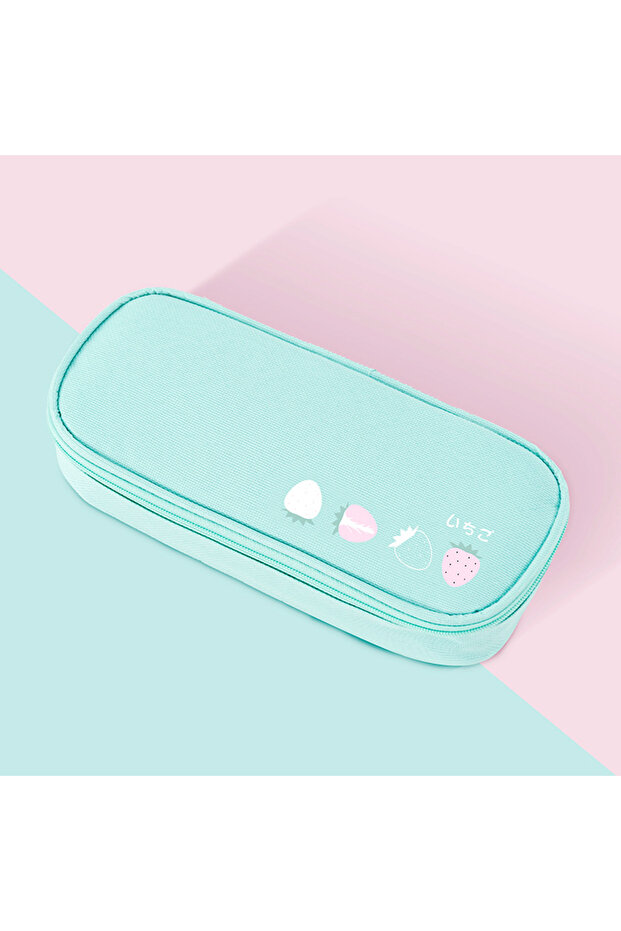 Cyan Simple Cute Student Stationery Storage Creative Stationery Box Fruit Pencil Bag Large Capacity