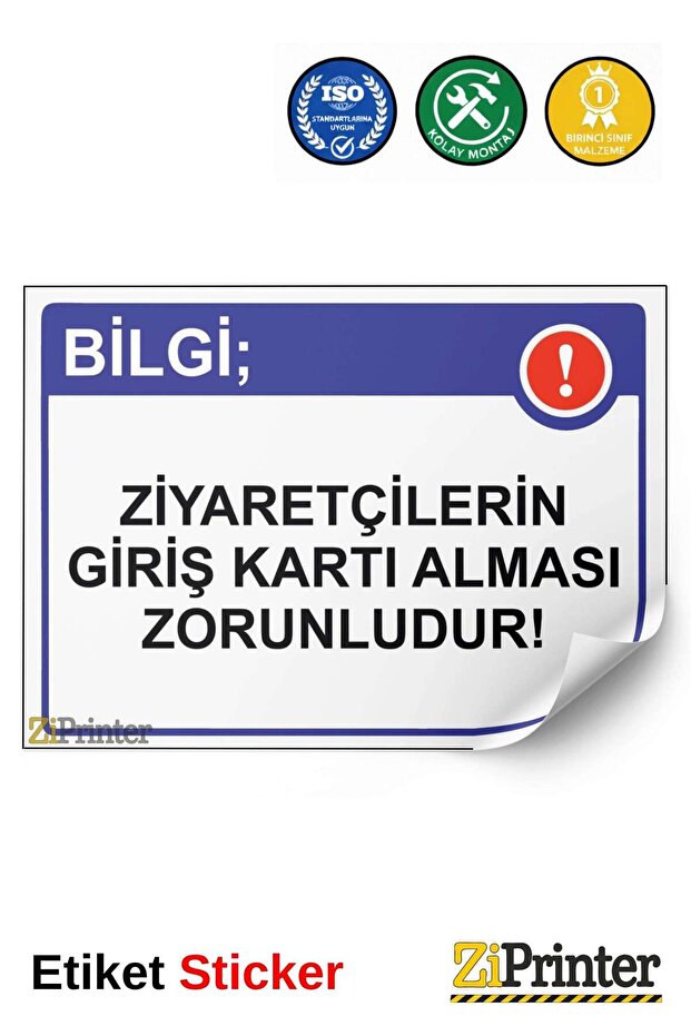Information: Visitors Are Required to Receive an Admission Ticket! Isg Warning Sign Sticker 25X35 cm