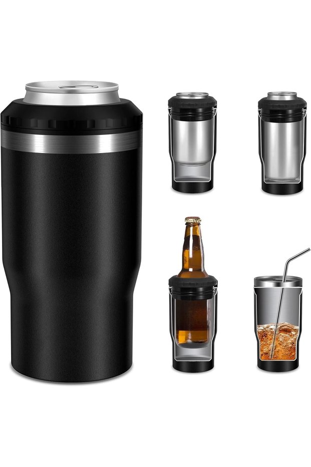 Silk Route - 14oz Can Cooler, 4 in 1 Insulated Stainless Steel Can Insulator, Fits for 420ml Standard Can, Slim Can, Perfect for Camping, Beach, Picnic