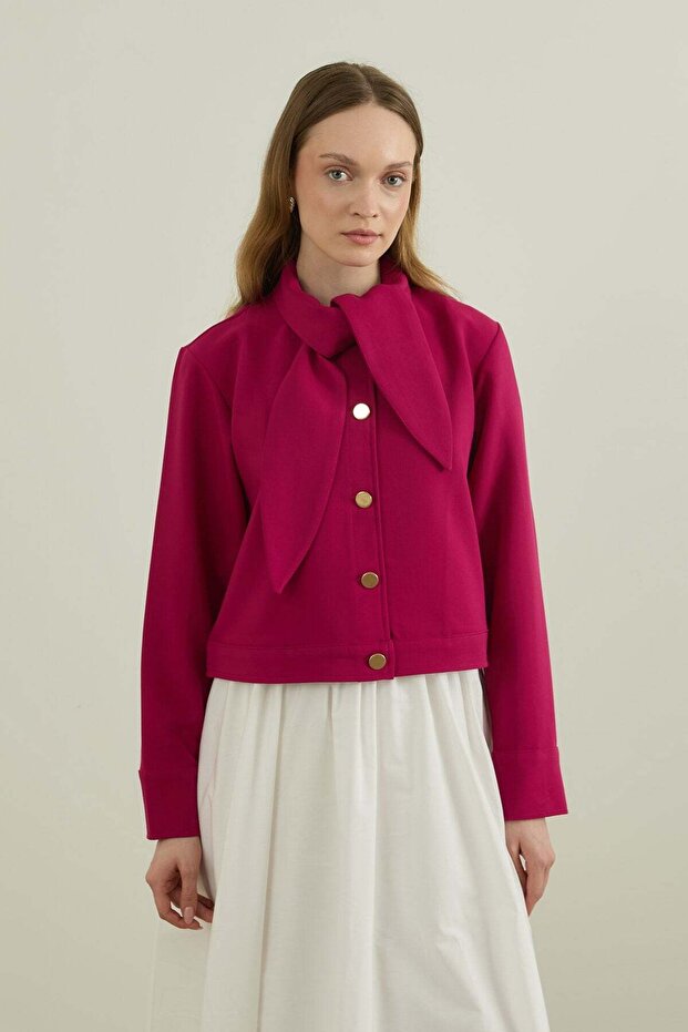 Collar Detailed Jacket Fuchsia