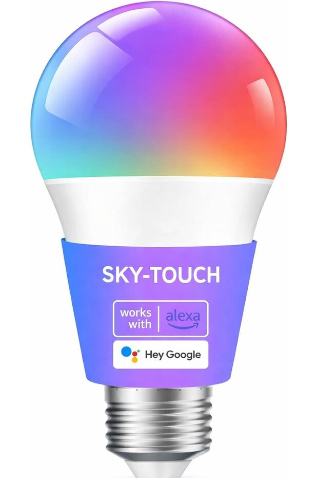 SKY-TOUCH Smart LED Bulb with Alexa WiFi, Google Assistant, Bluetooth E27 RGB Control, 10W, 2700k-6500K
