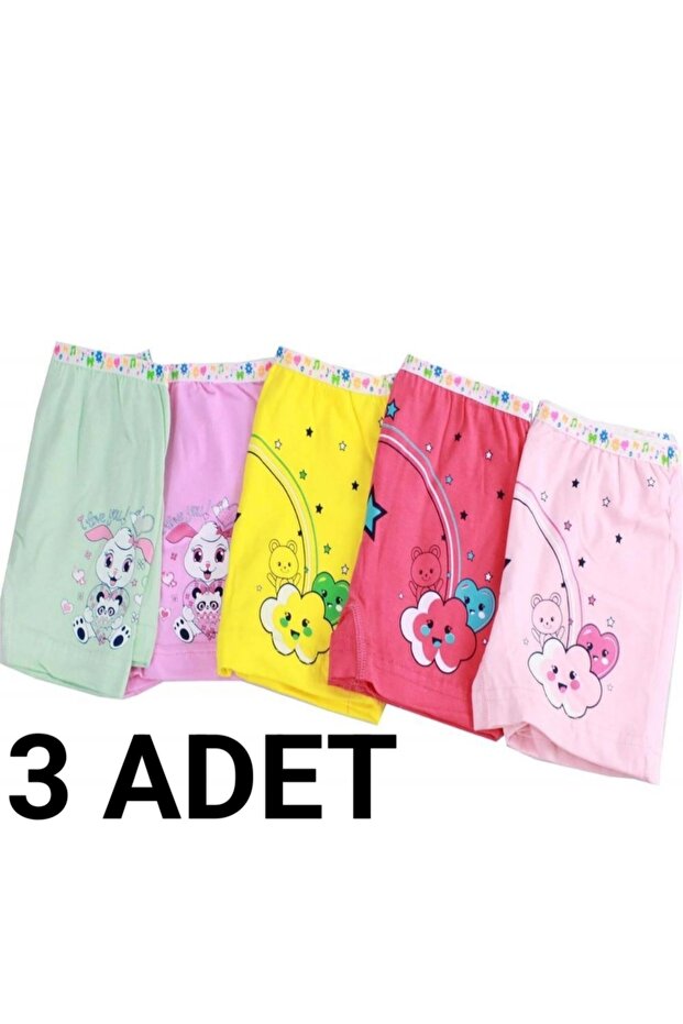 3-Pack Girls' Colorful Boxers 100% Cotton