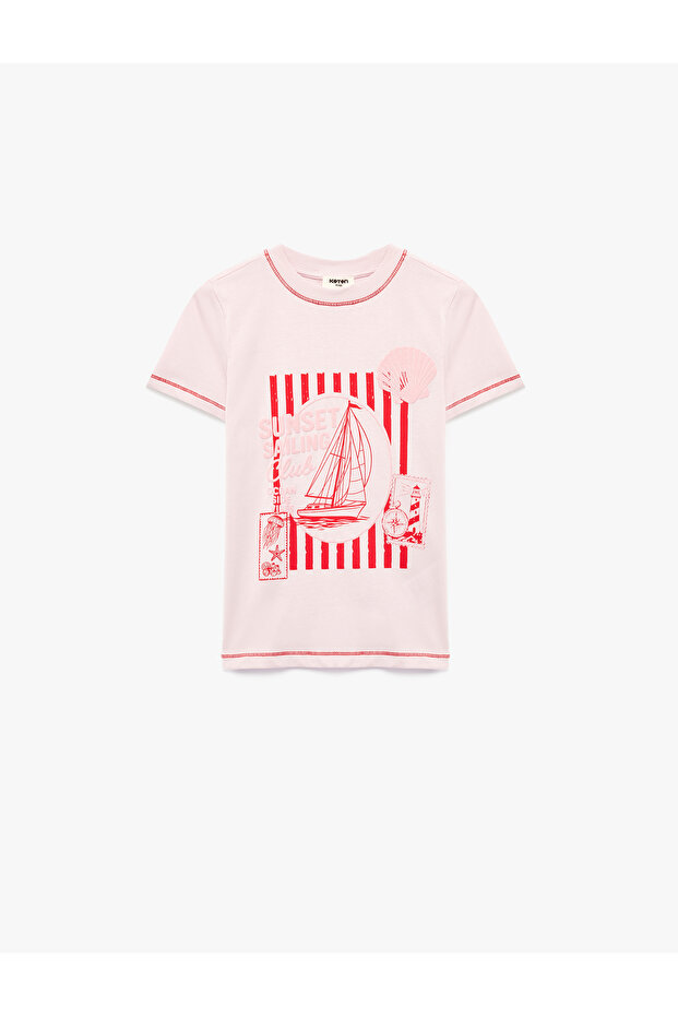 Cotton Short Sleeve Crew Neck Printed T-Shirt