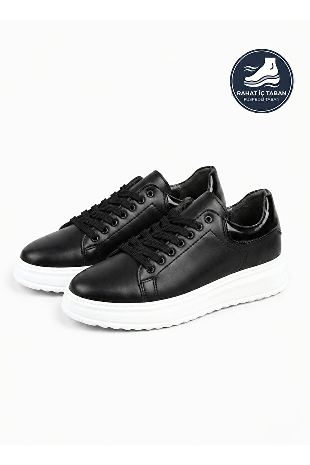 Umbra Black Men's Perforated Detailed Fusped Comfortable White Sole Daily Casual Shoes