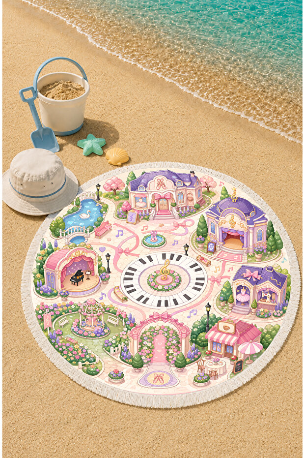 Unicorn Castle World Girls' Round Beach Towel 150 cm