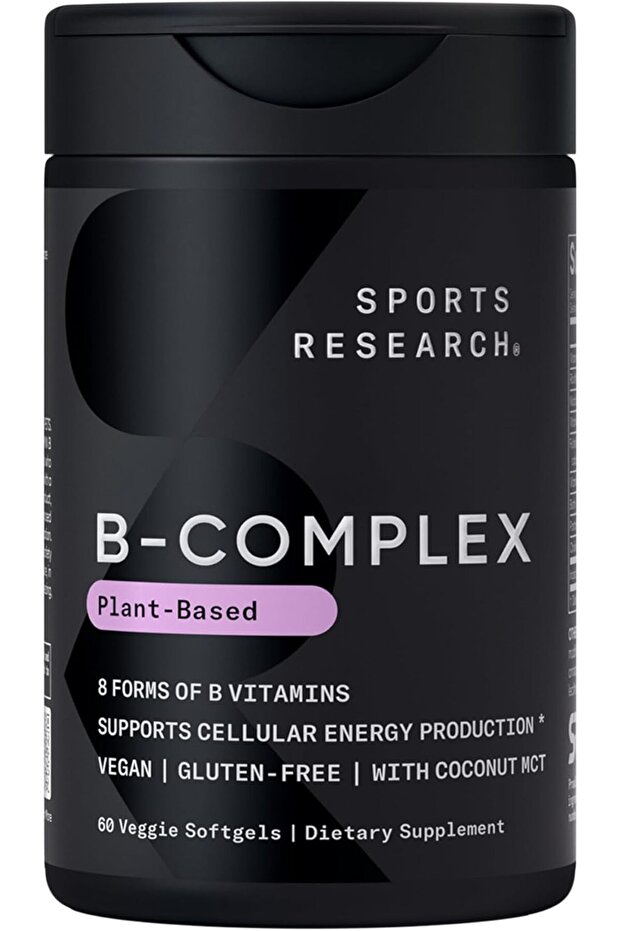 Vitamin B-Complex - Full Spectrum of B Vitamins - Plant-Based Vegan-Friendly Formula - 60 Veggie Softgels