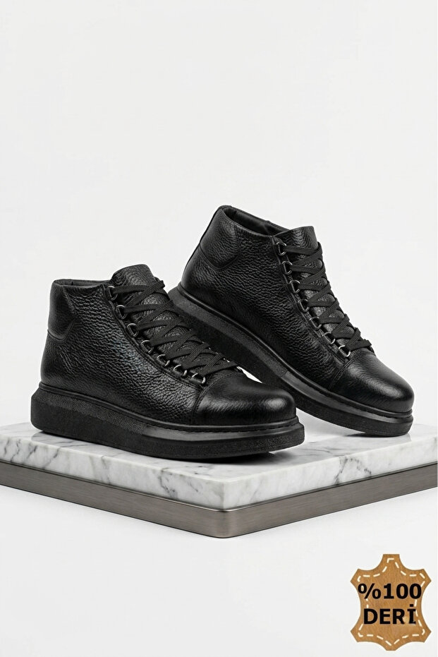 Gordes Genuine Leather Premium Waterproof Lace-Up Men's Boots Black