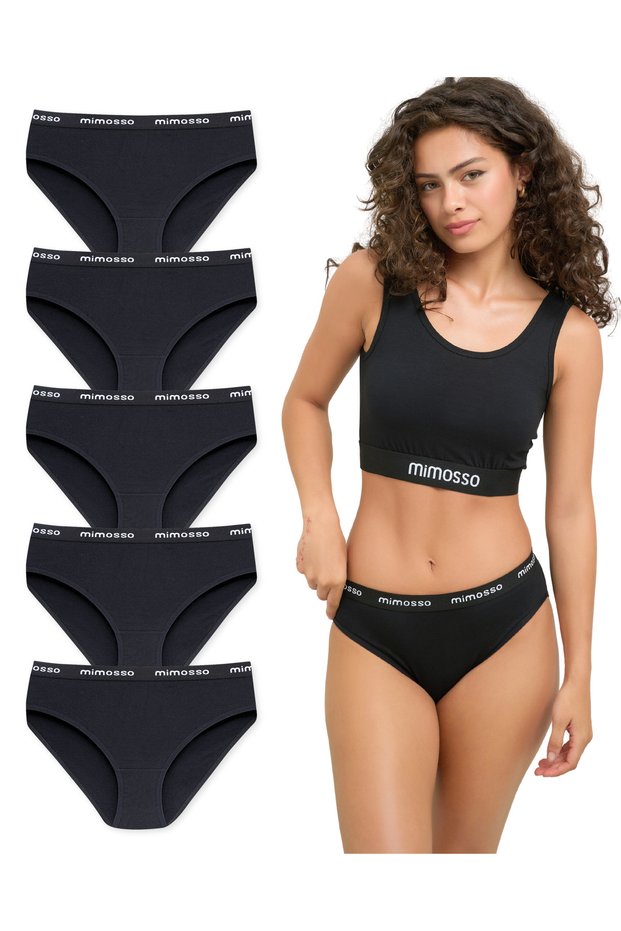 Women's Organic Cotton 5-Piece Elastic Slip Panties with Writing