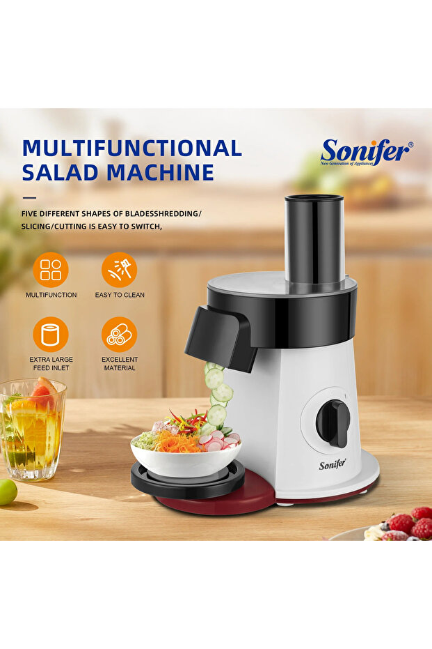 Mini Electric Food Processor – 5-in-1 Multifunction Vegetable Chopper, Salad Maker & Cheese Grater with Direct-to-Bowl Output (200W)