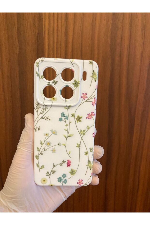 Xiaomi 15 Pro Vine Flower Printed Silicone Phone Case (Velvet-Suede Inside)