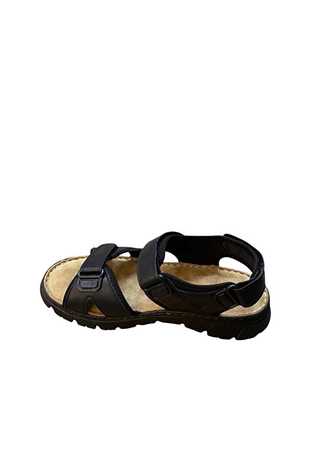 Men's Flat Sole Orthopedic Massage Genuine Leather Double Strap Sandals
