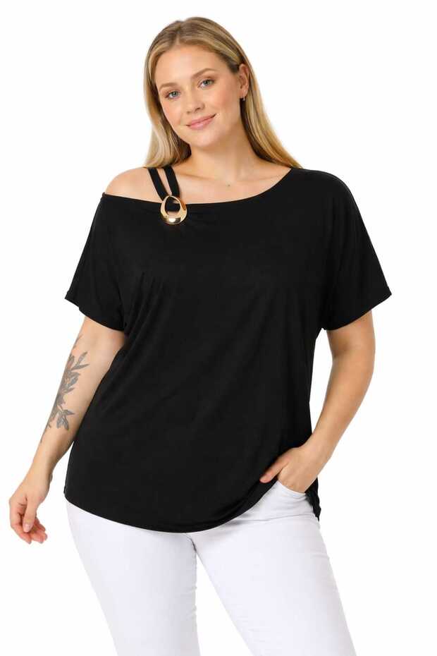 Women's Viscose Blouse with Shoulder Straps and Buckle