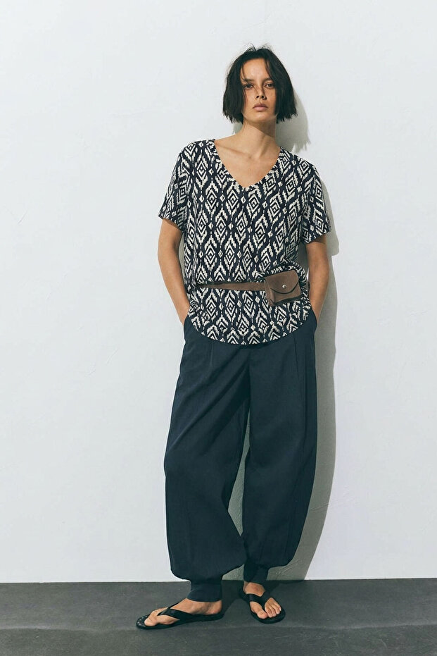 Μπλουζάκι V-Neck Basic Με μείγμα βισκόζης - 6