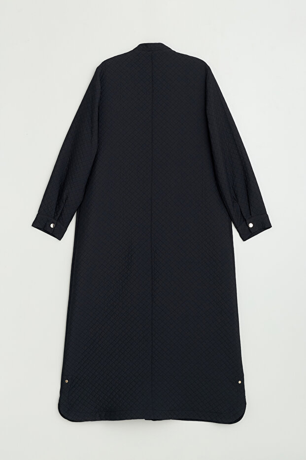 Plus Size Thin Quilted Overcoat - Black - 5