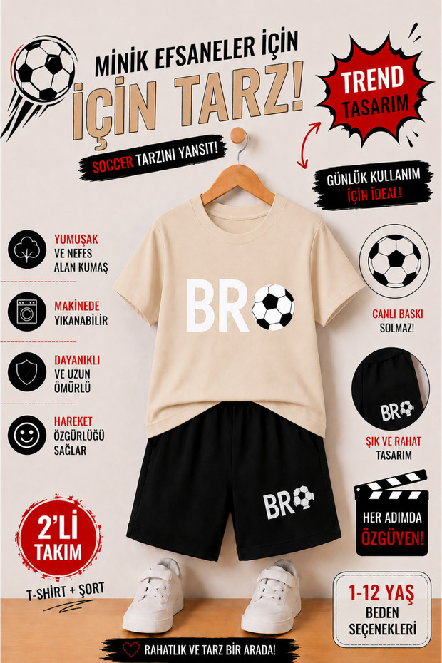 Bro Soccer Mini Legends 2-Piece Kids' Set – Comfortable, Stylish, and Energetic Combination | Trendy Summer Set for Ages 1-12