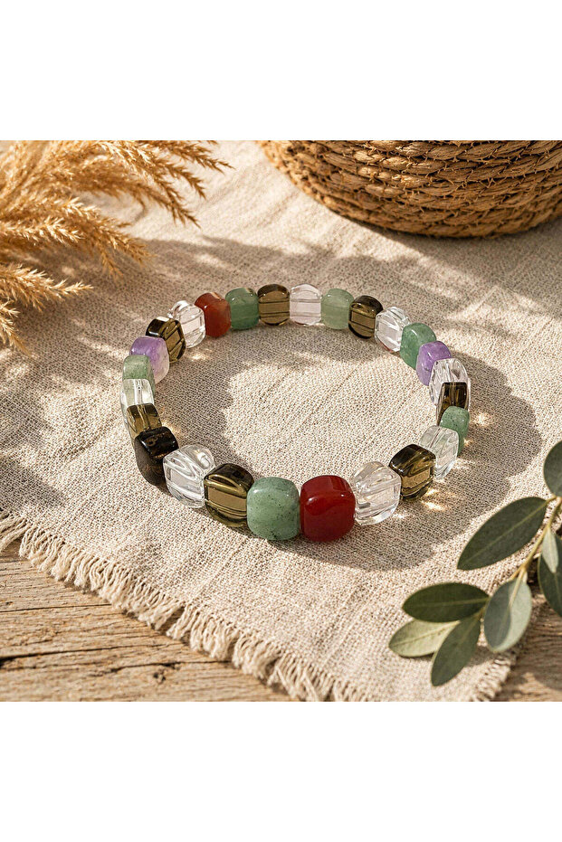 Blk-3027 Chakra Natural Stone Flexible Bracelet | Eos Collective