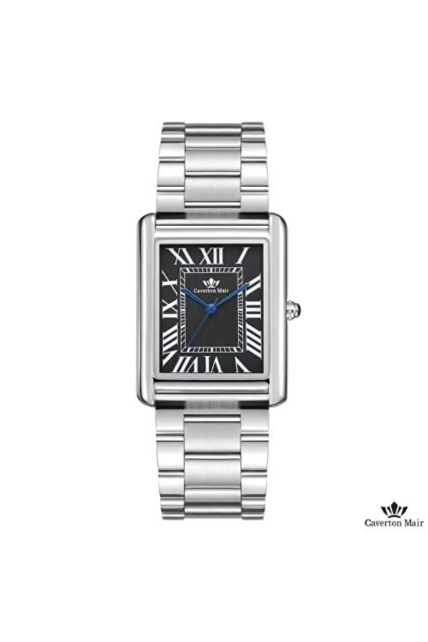 Men's Silver Watch with Black Dial