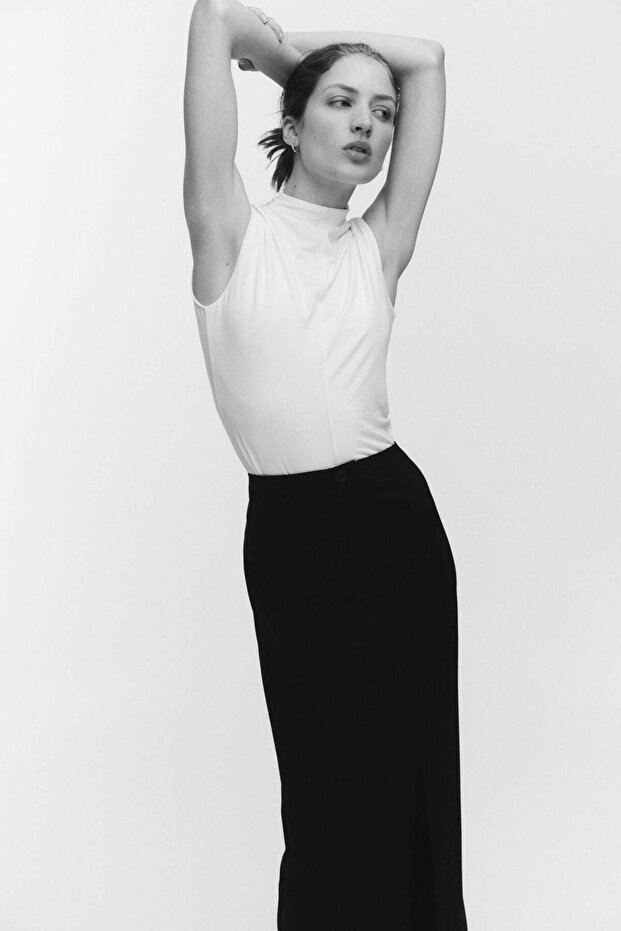 Modal-blend turtleneck top