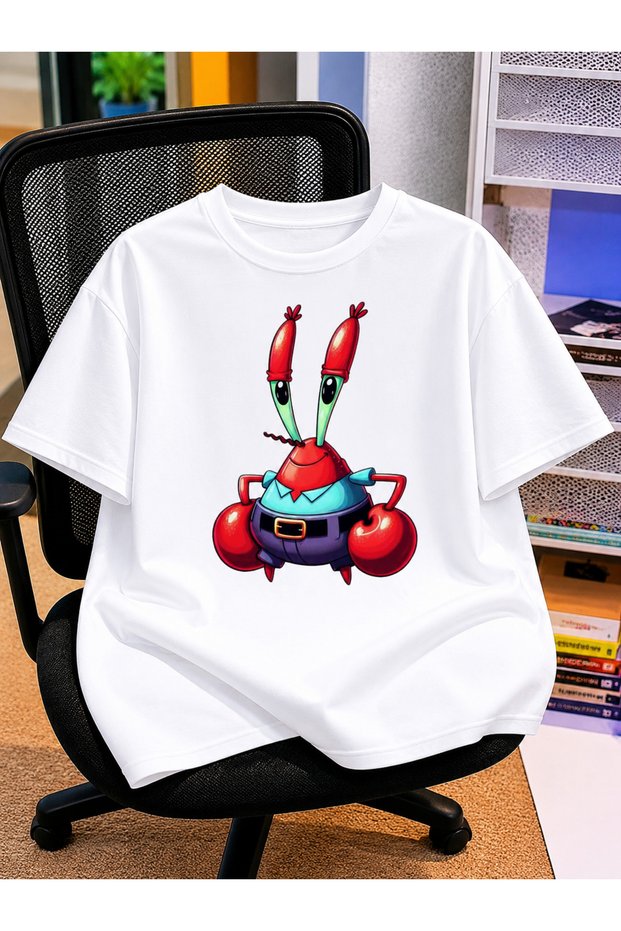 Unisex Oversize T-Shirt Crab Krs Printed 100% Cotton T-Shirt Comfortable Fit
