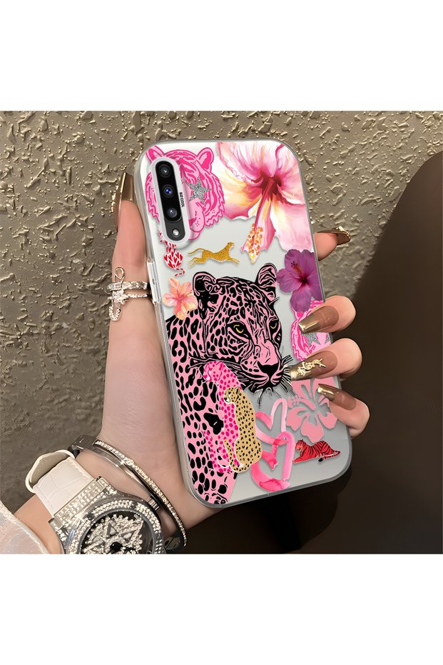 Samsung Galaxy A50S Compatible Silicone Edge Hard Back Case Couple Phone Case Leopard Pattern