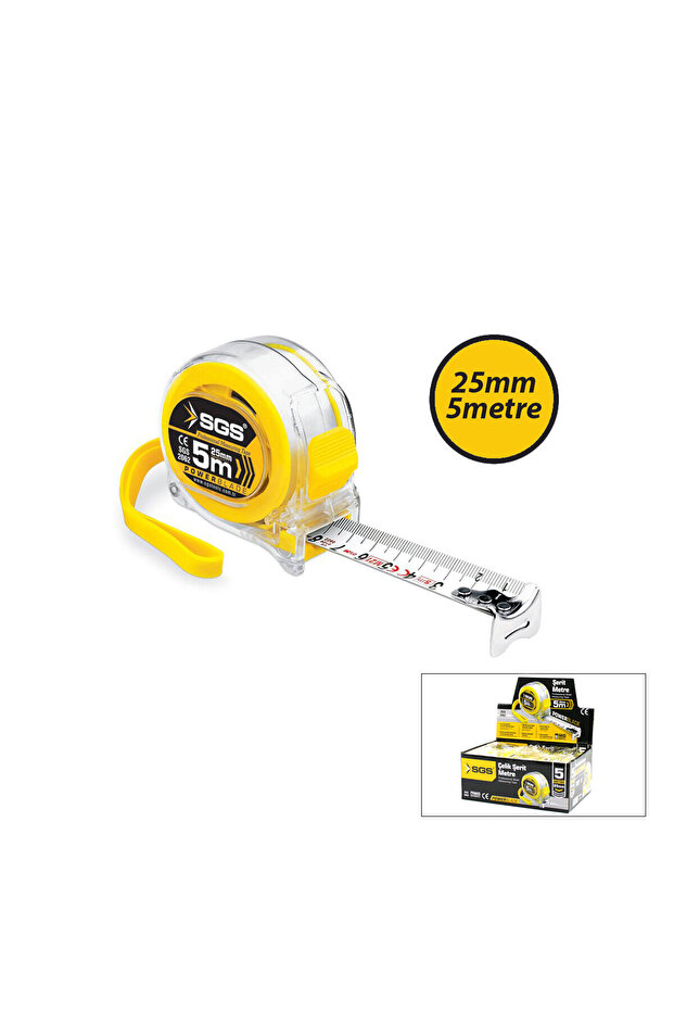 12 Pieces 5Mt X 25Mt Transparent Measuring Tape with Stops