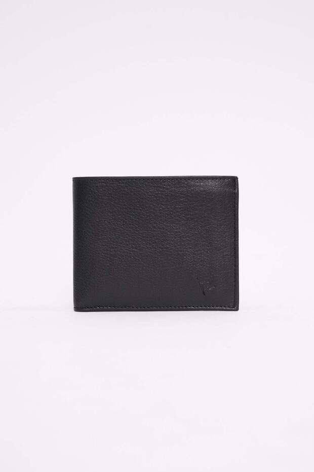 Men's genuine leather black card holder and wallet with compartments