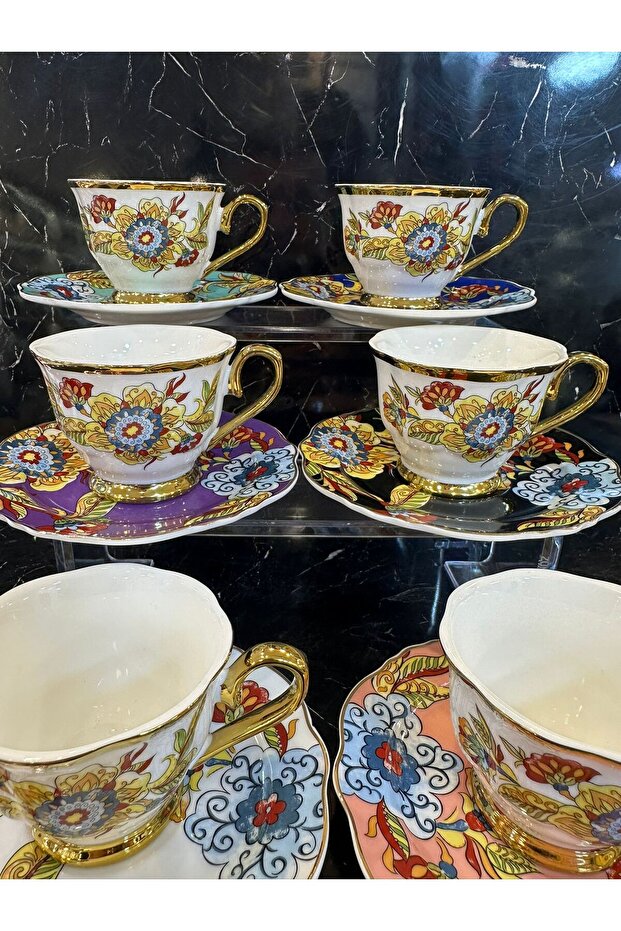 Colorful Coffee Cup Set for 6 People