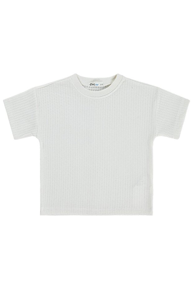 Line Textured T-Shirt for 2-5 Years Old - White