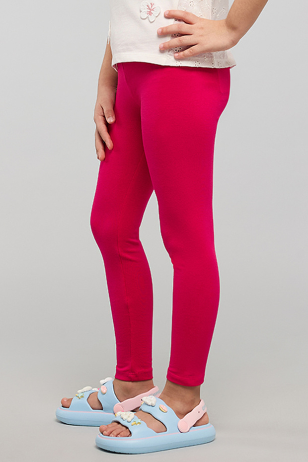 Solid Leggings with Elastic Waist - 3