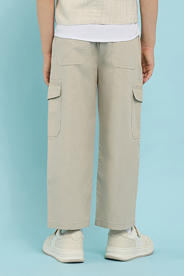 Solid Cargo Pants with Button Closure - 2