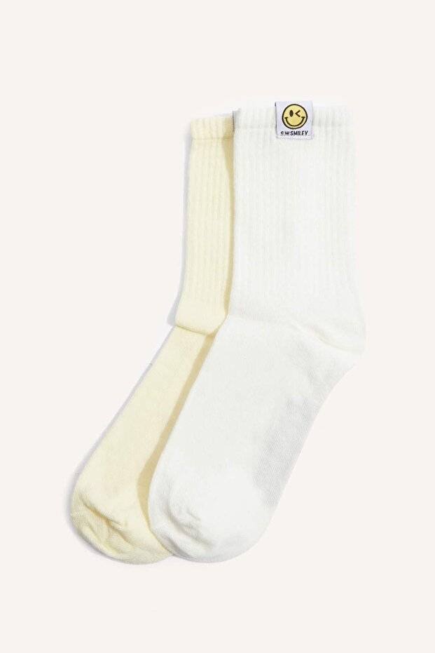 Women's Smileyworld 2-Piece Cotton Long Socks Set H2236Axns