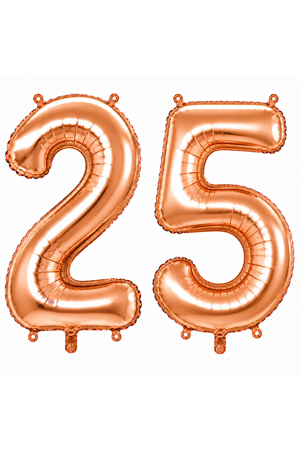 25 Foil Balloons in Rose Gold Color (100 cm)