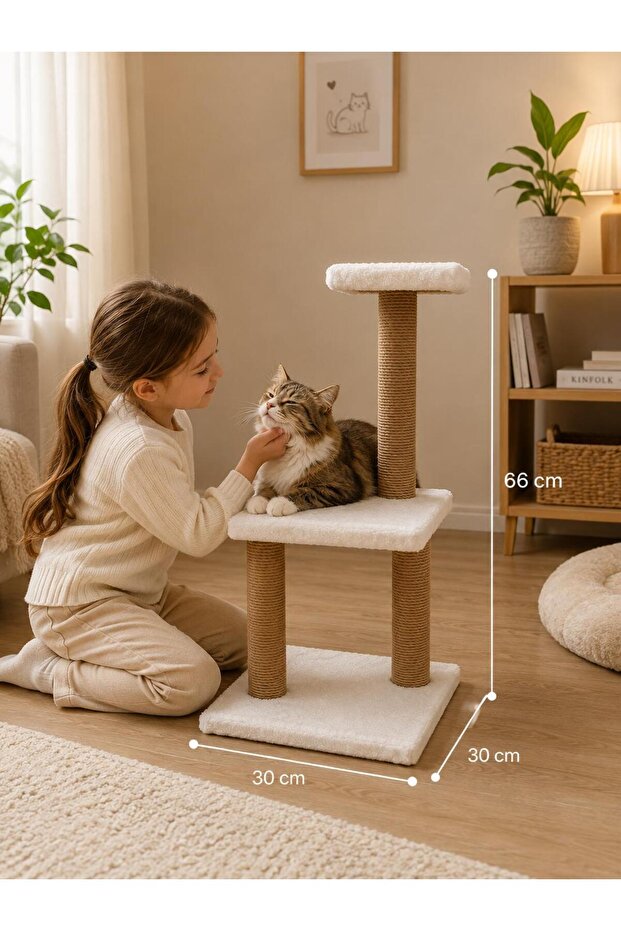 Two-Tier Medium Economical Cat Scratching Post for Kittens and Adult Cats