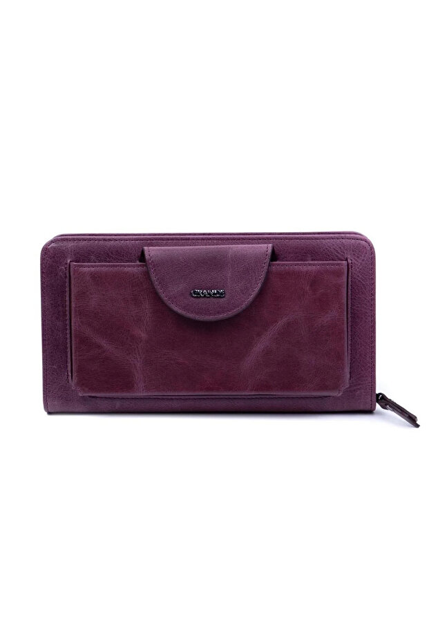 2737 Genuine Leather Wallet with Phone Compartment, Zipper, Multiple Compartments, Card Holder, Daily Use B