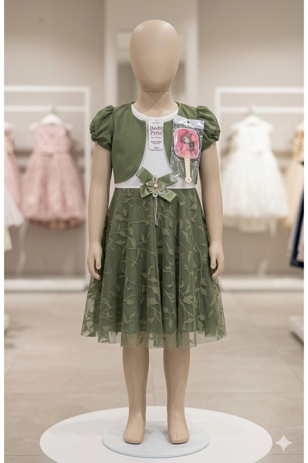 Girl's Bolero and Accessory Tulle Detailed Evening Dress 7 - 8 - 9 Years Old