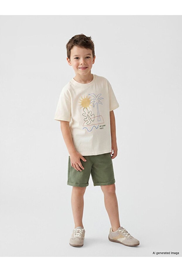 Lcw Kids Printed Boy's T-Shirt and Shorts
