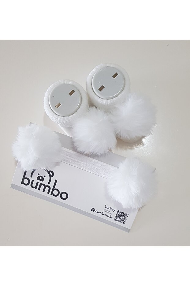 Pompom Hair Band and Socks 2-Piece Gift Set