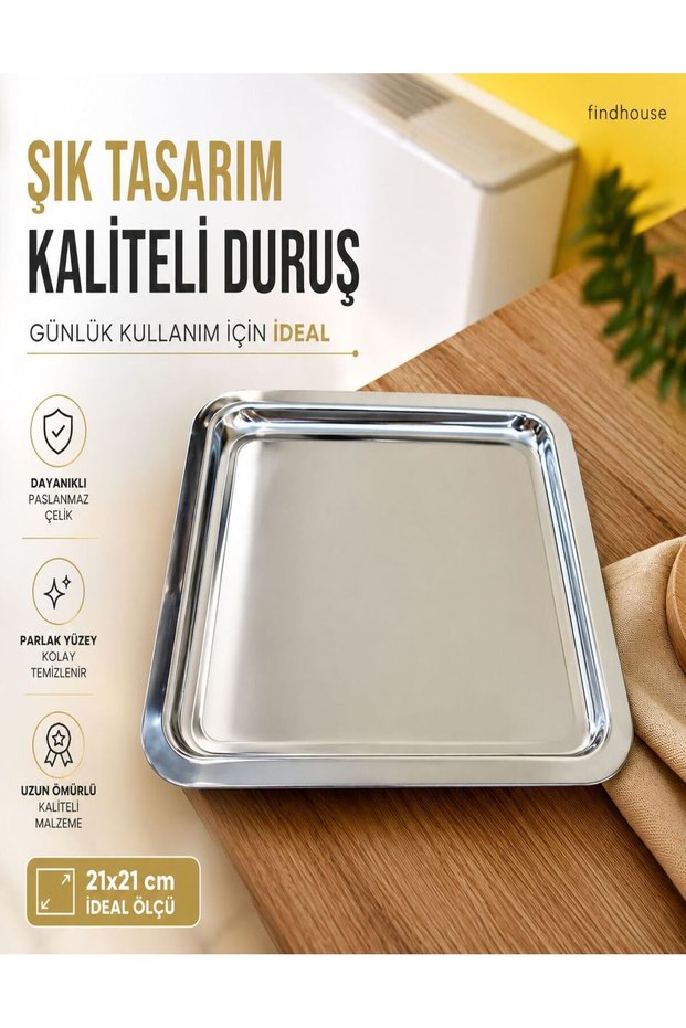 Stainless Steel Square Presentation Tray Home Cafe Restaurant
