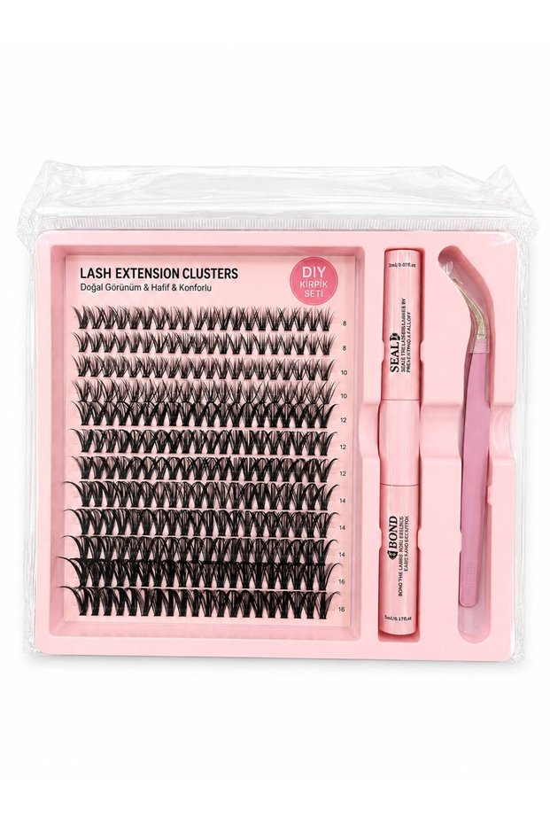 240-Piece False Eyelash Set, Adhesive, Fixer, and Tweezers