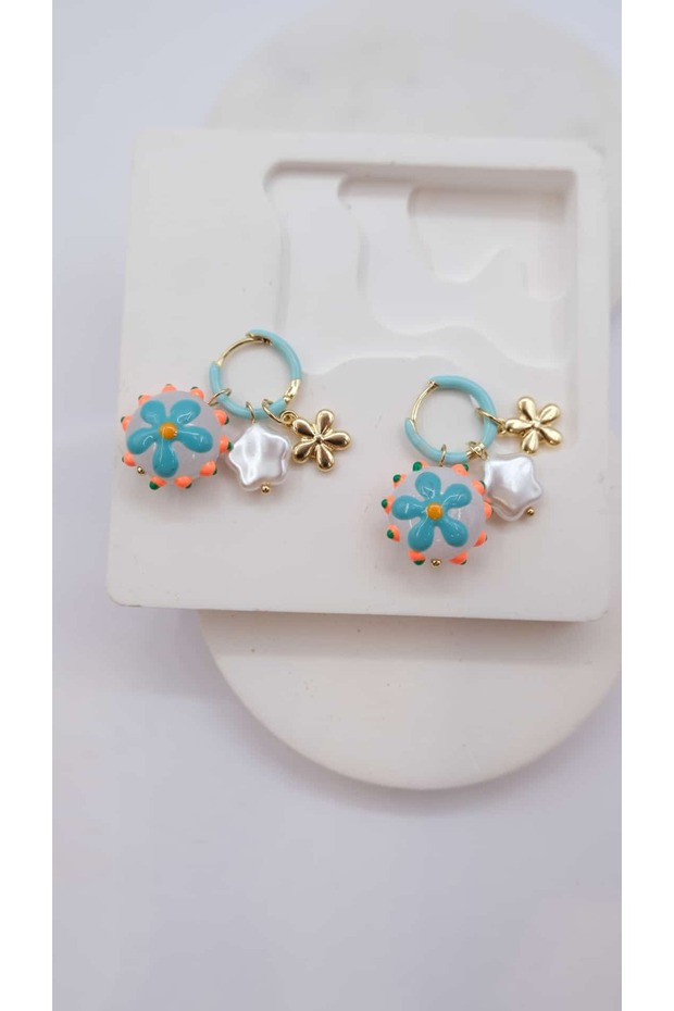 Flower Figure Charm Detailed Earrings