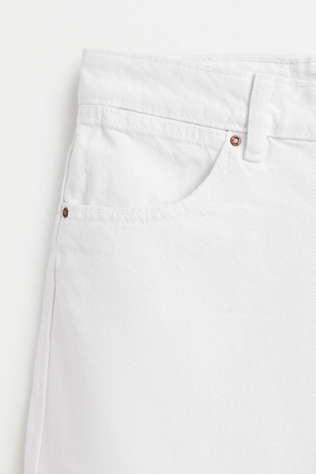 Basic denim mom şort - 7