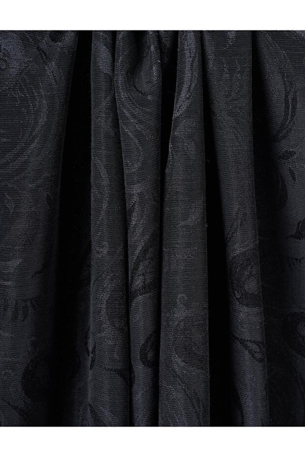 Leaf Pattern Lyocell Shawl Black - 2