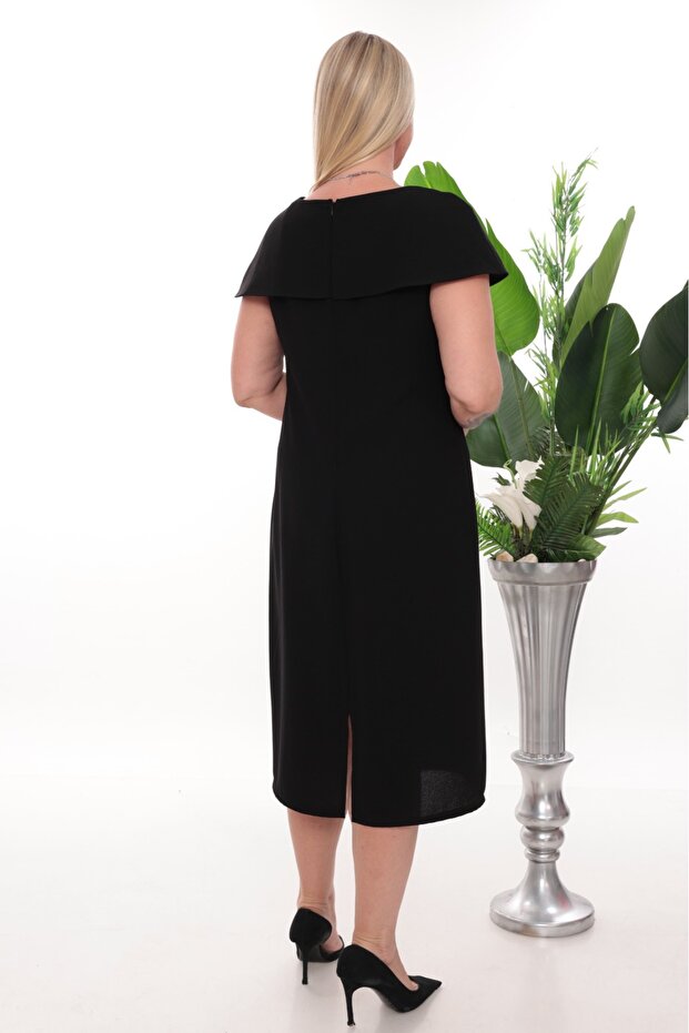 Black Collared Midi Dress - 3